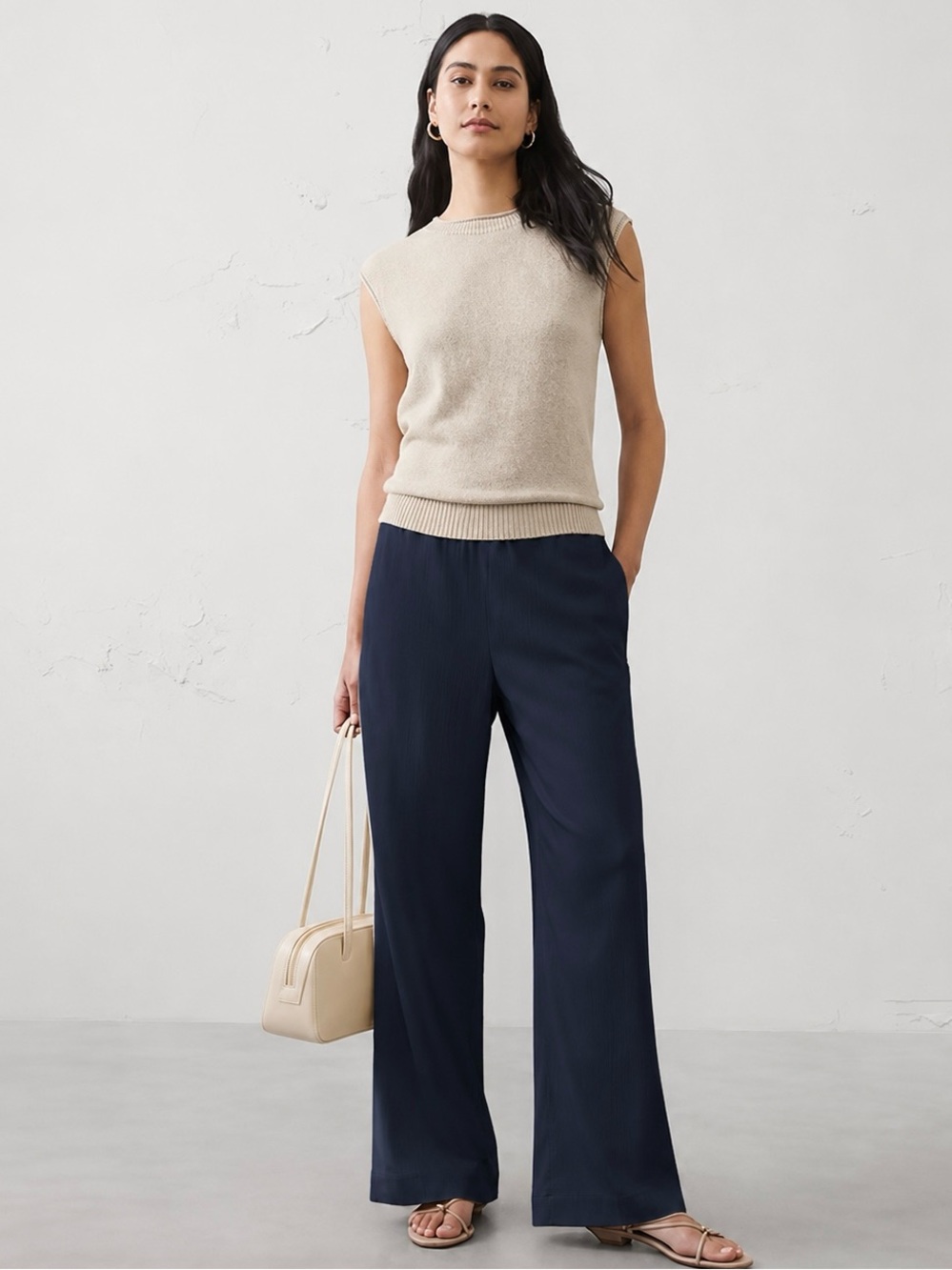 NWT! BANANA REPUBLIC WIDE-LEG HIGH-RISE CRINKLE SATIN PULL-ON PANT - SMALL πΉ